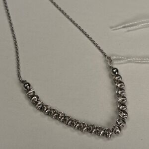 Sterling Silver Adjustable Beaded Necklace Shiny Ball Chain Bolo Clasp